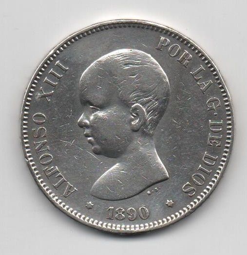 ALFONSO XIII DEL AÑO 1890 *90 DE 5 PESETAS